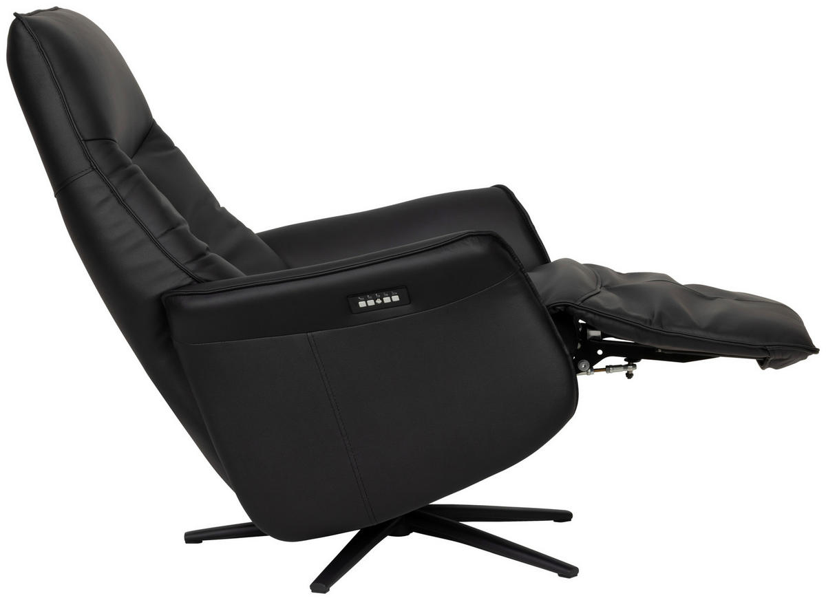 RELAXSESSEL Lederlook Echtleder    - Schwarz, Design, Leder/Holz (79/110/83cm) - Livetastic
