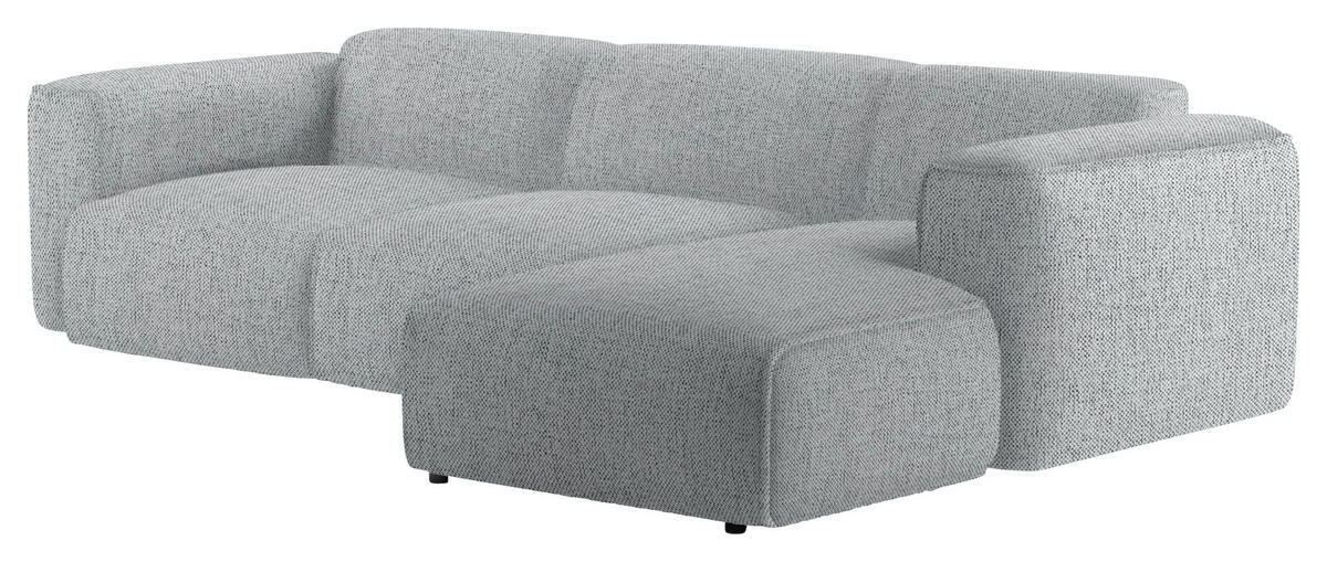 ECKSOFA Grau Webstoff Rücken echt  - Schwarz/Grau, Design, Kunststoff/Textil (290/171cm) - home24