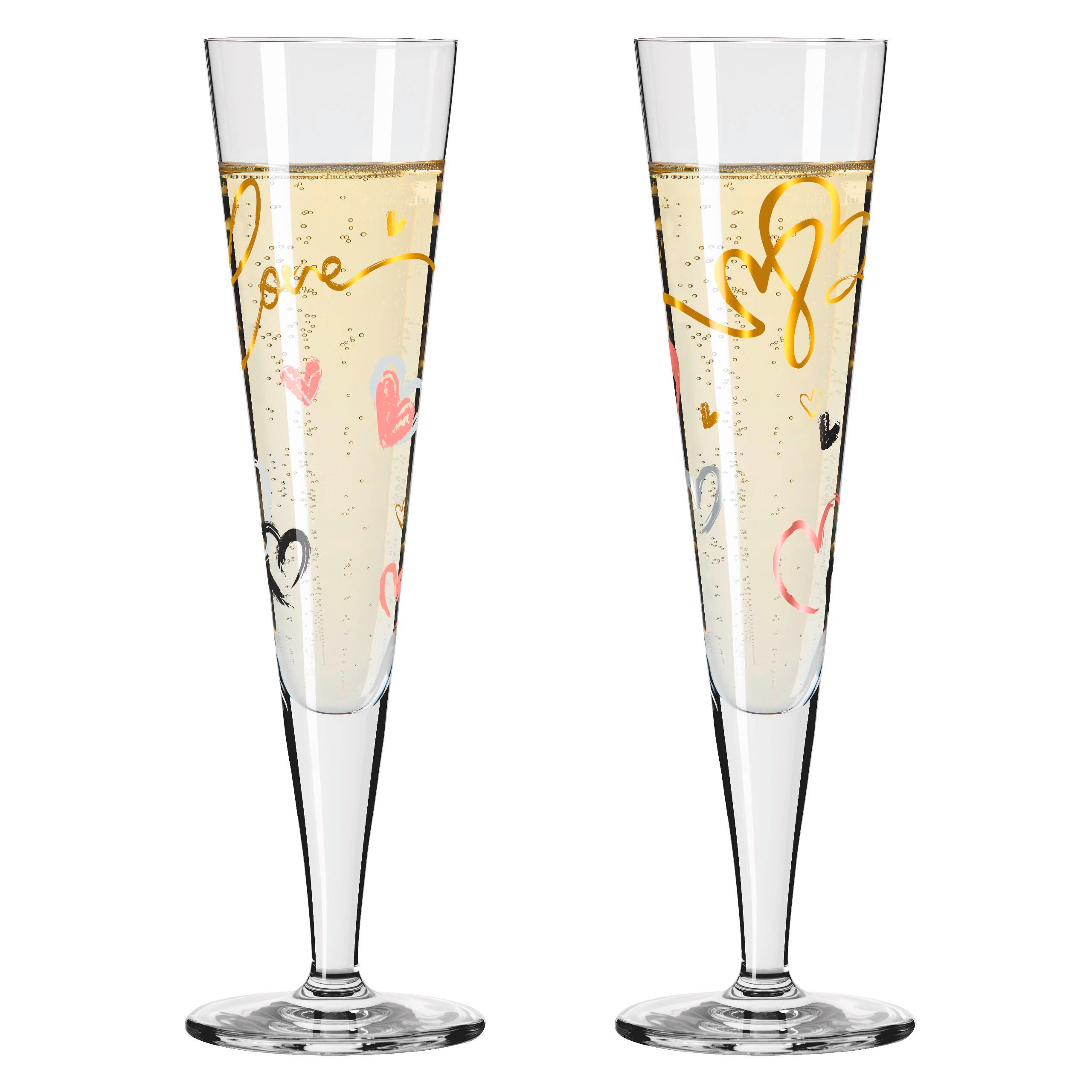 CHAMPAGNERGLAS Goldnacht 205 ml 2-teilig  - Goldfarben/Schwarz, LIFESTYLE, Glas (16,3/26,6/7,7cm) - Ritzenhoff
