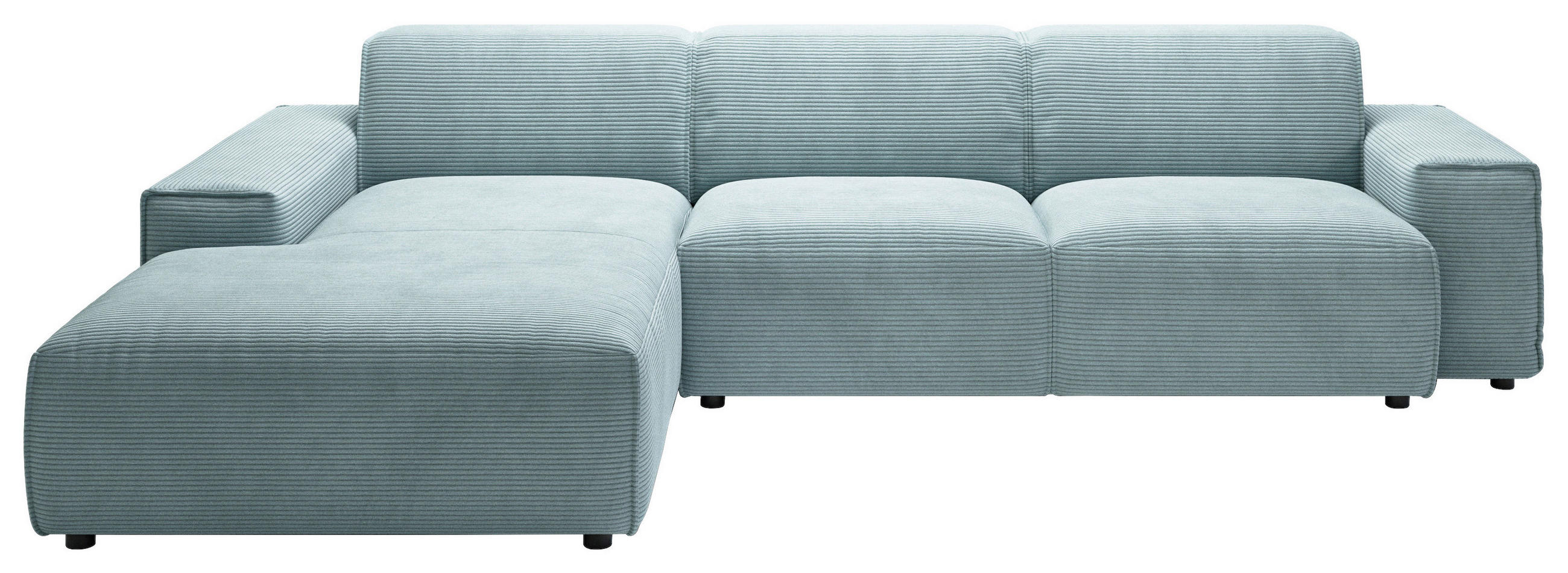 ECKSOFA in Cord Hellblau  - Schwarz/Hellblau, Design, Kunststoff/Textil (189/300cm) - Pure Home Lifestyle