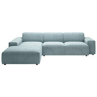 ECKSOFA in Cord Hellblau  - Schwarz/Hellblau, Design, Kunststoff/Textil (189/300cm) - Pure Home Lifestyle
