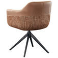ARMLEHNSTUHL  in Eisen Webstoff, Mikrofaser  - Cognac/Schwarz, Design, Textil/Metall (62/83/60cm) - Novel