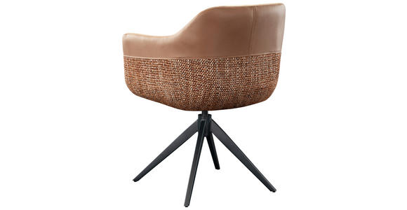 ARMLEHNSTUHL in Eisen Webstoff, Mikrofaser - Cognac/Schwarz, Design, Textil/Metall (62/83/60cm) - Novel