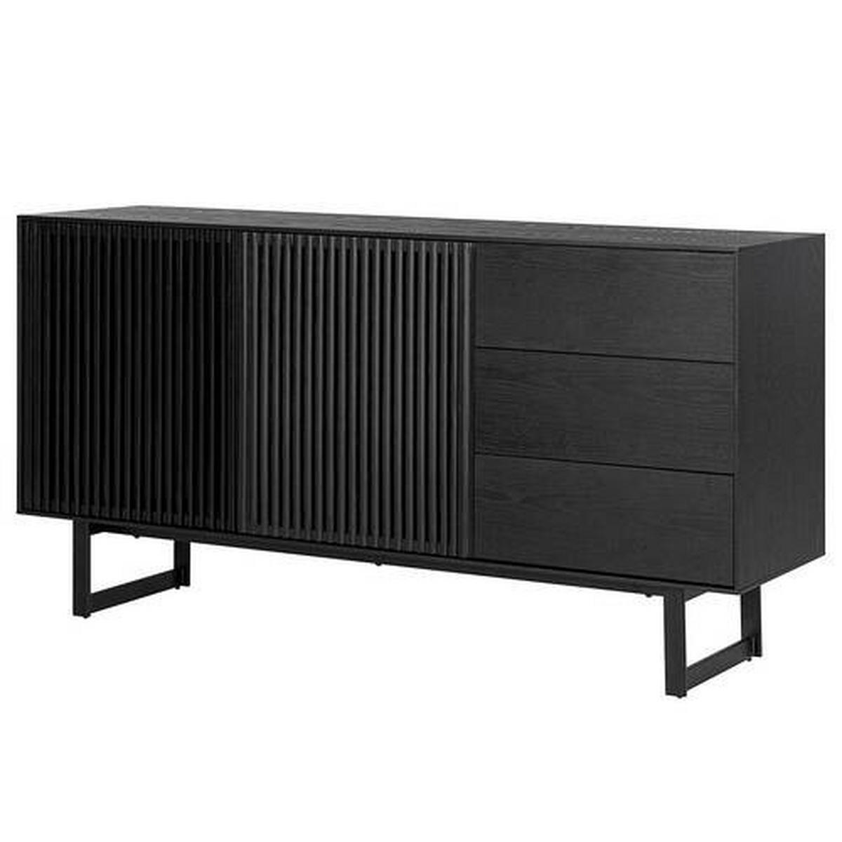 ŠIROKÁ KOMODA, dub, jaseň, čierna, 160/80/40 cm - čierna, Design, kov/drevo (160/80/40cm) - home24