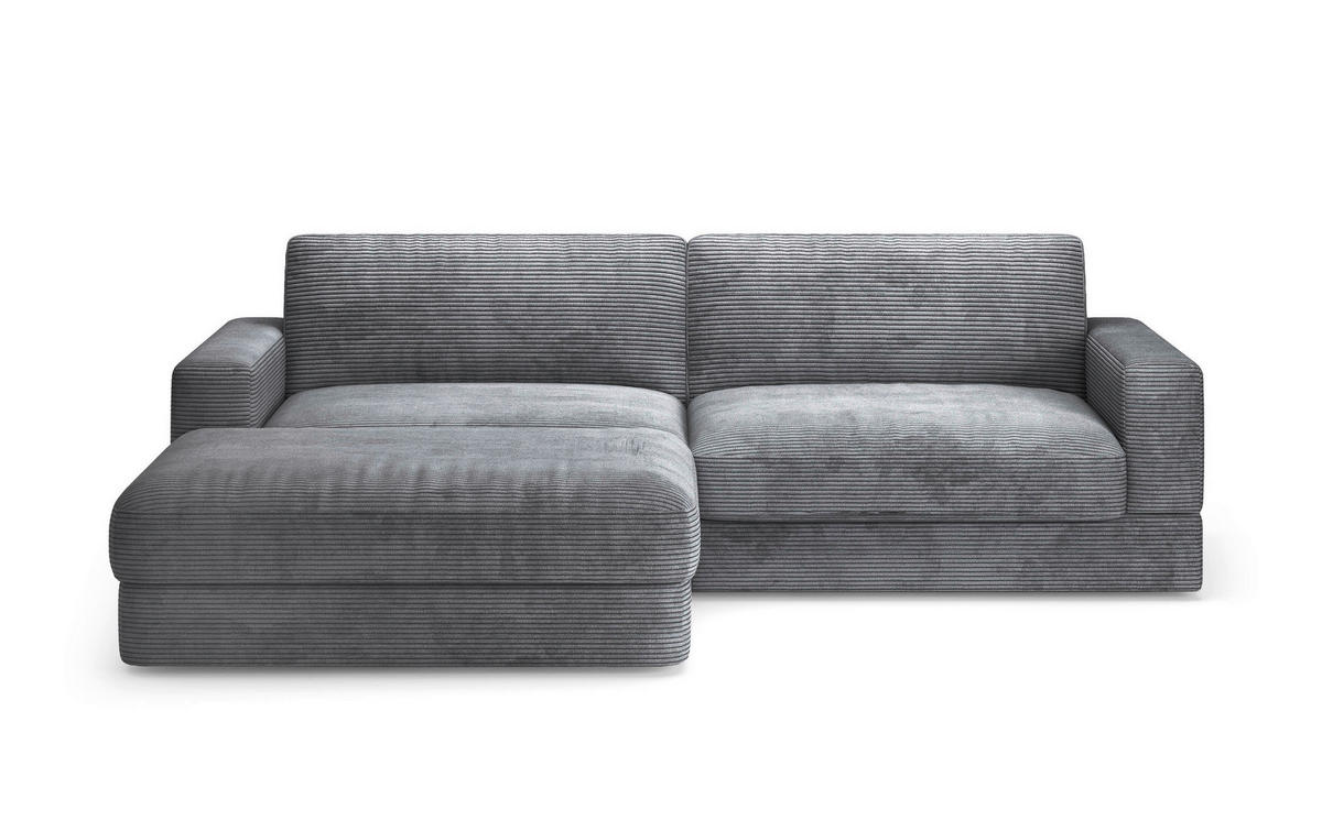 ECKSOFA FABIO E in Cord Grau  196/264 cm  - Schwarz/Grau, MODERN, Kunststoff/Textil (196/264cm) - Sit & More