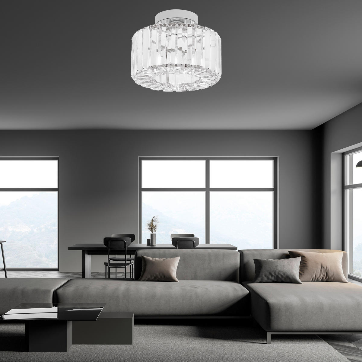 DECKENLEUCHTE     - Chromfarben, KONVENTIONELL, Glas (18.6/24.5/24.5cm)