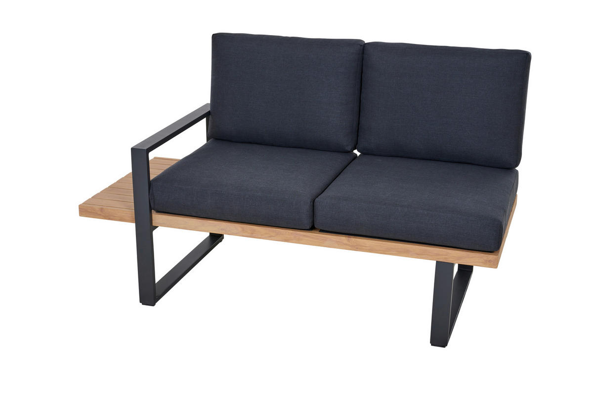 LOUNGEGARNITUR 2-teilig   73,5/78,5/155 cm Aluminium  - Anthrazit/Teakfarben, Basics, Textil/Metall (73,5/78,5/155cm) - Siena Garden