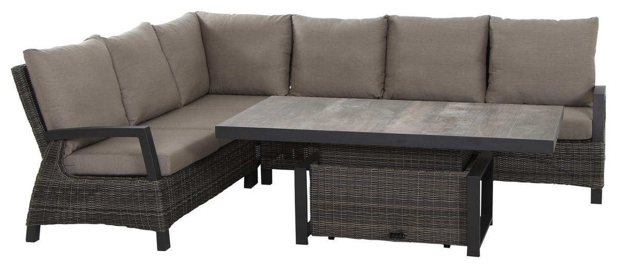 LOUNGEGARNITUR 5-teilig   83/103/160 cm Aluminium  - Grau, Basics, Keramik/Kunststoff (83/103/160cm) - Siena Garden