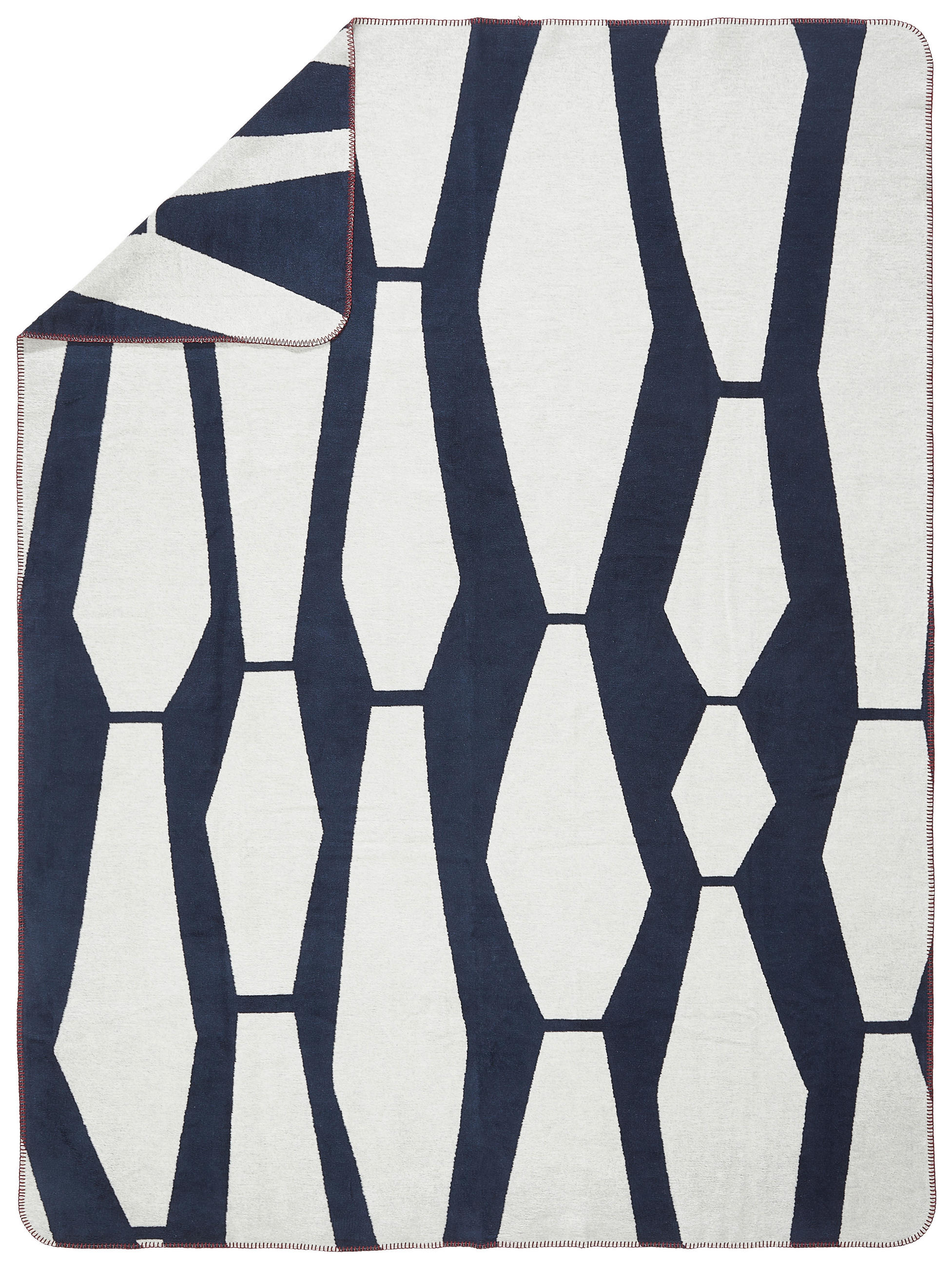 Dieter Knoll Wohndecke Decoupage Silber, Dunkelblau 150x200 cm