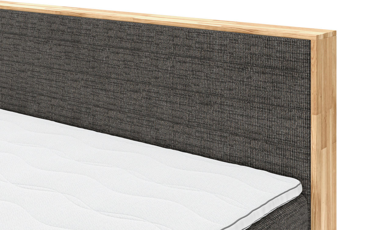 BOXSPRINGBETT 160/200 cm,  in Braun, Eichefarben, Matratze, gepolstertes Kopfteil, Bettkasten, Topper, H2 + H2 = mittel  - Eichefarben/Schwarz, MODERN, Holz/Kunststoff (160/200cm) - Livetastic
