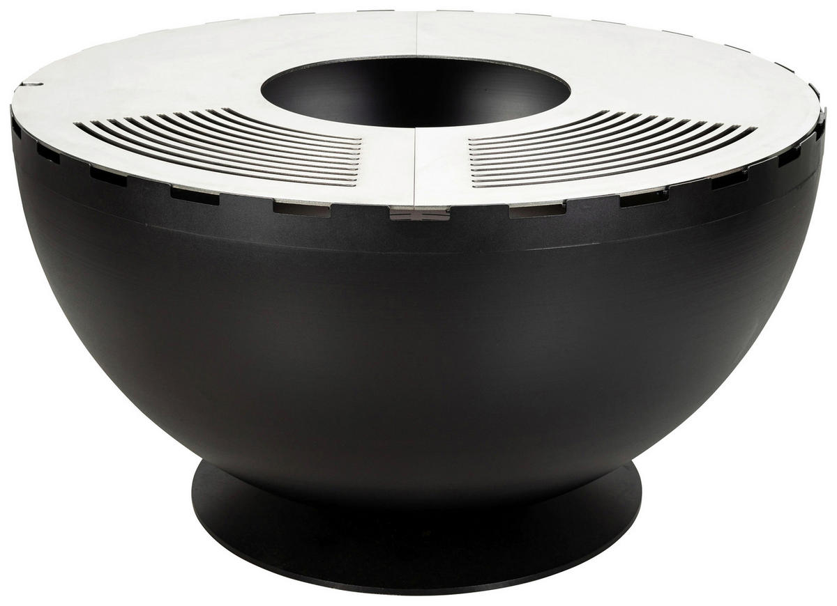 FEUERSCHALE  - Edelstahlfarben/Schwarz, Design, Metall (100cm) - Nouvel