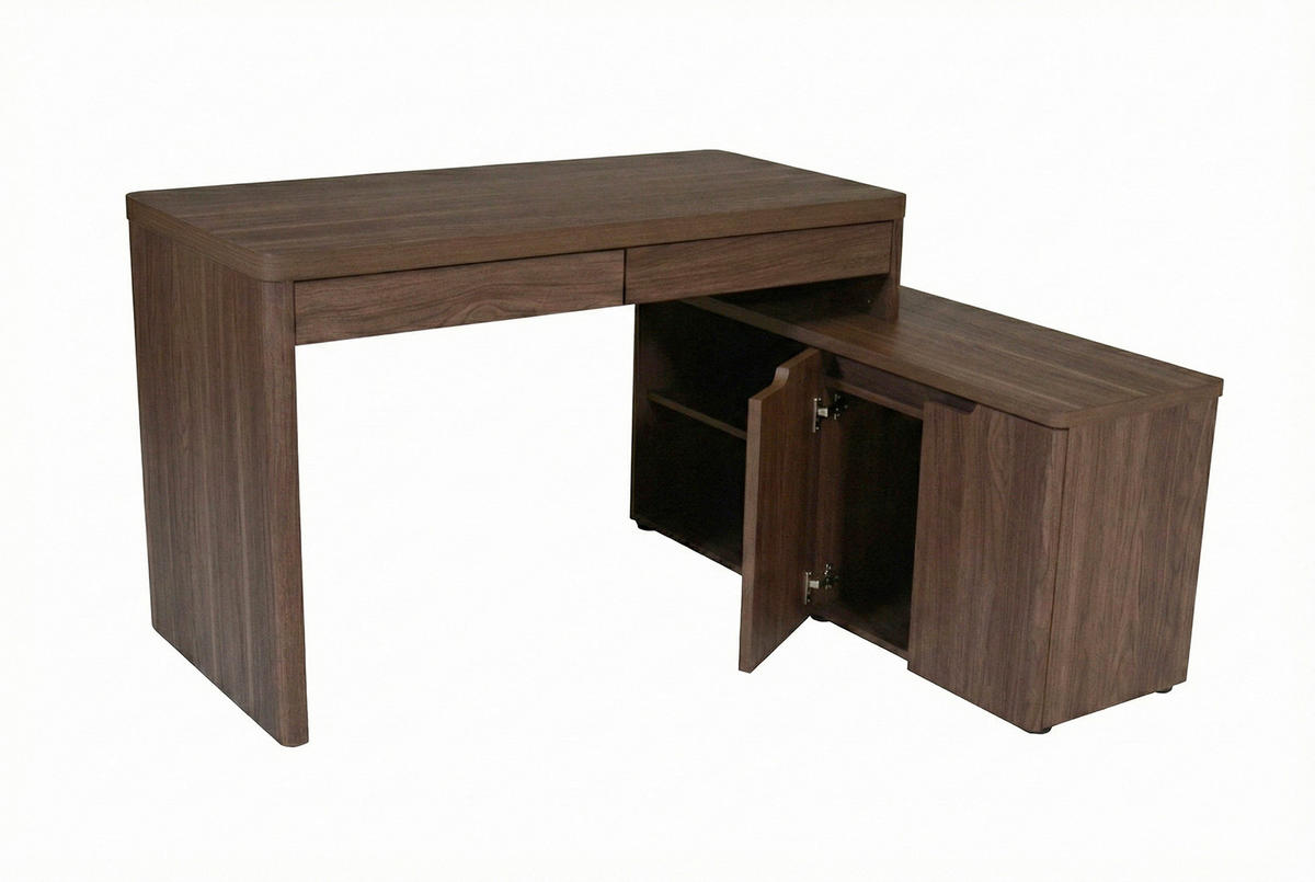 ECKSCHREIBTISCH 140/118/76 cm Walnussfarben Kabeldurchlass, Stauraum, seitenverkehrt montierbar, in verschiedenen Holz-Dekoren erhältlich  - Eichefarben/Walnussfarben, MODERN, Holzwerkstoff (140/118/76cm) - MID.YOU