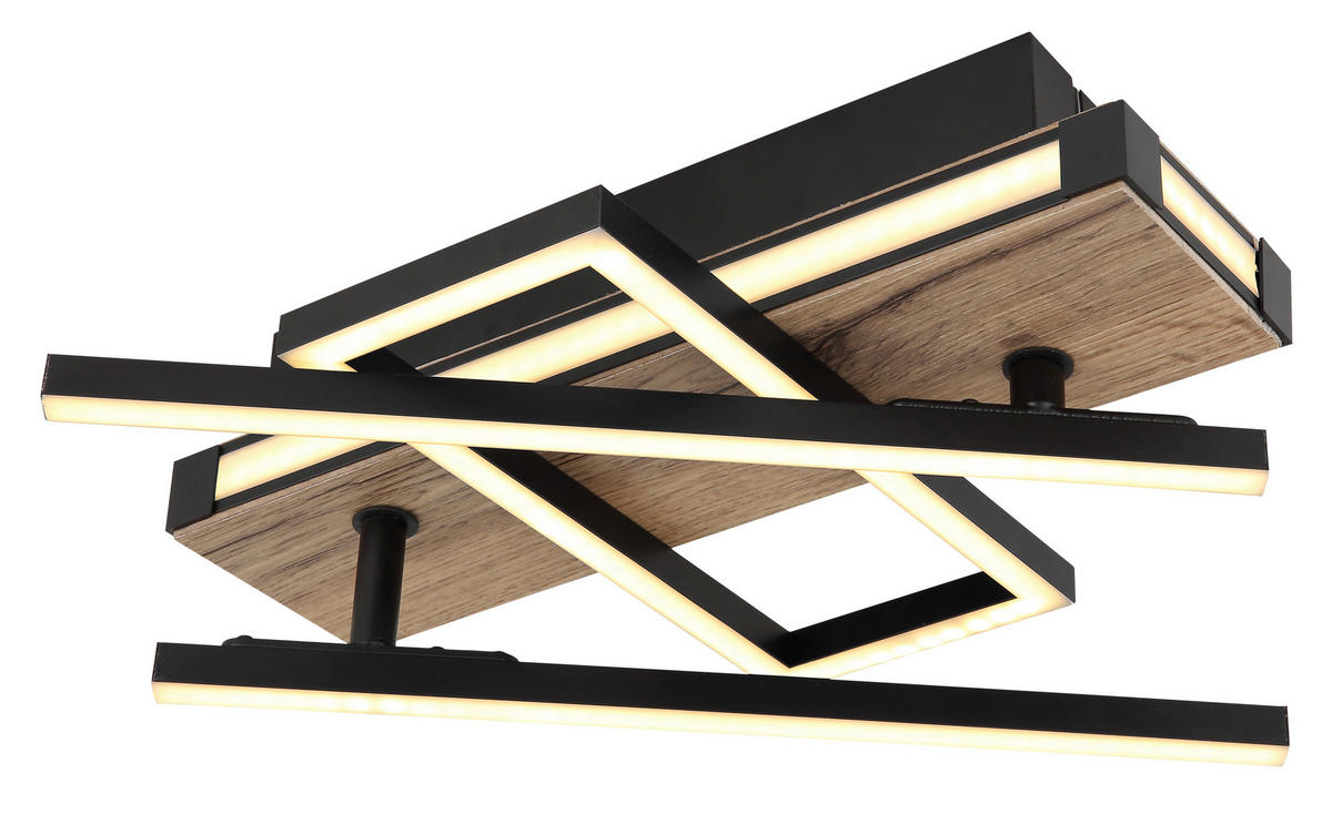 LED-DECKENLEUCHTE 30 W    68/46/12 cm  - Dunkelbraun/Opal, Design, Holzwerkstoff/Kunststoff (68/46/12cm) - Globo