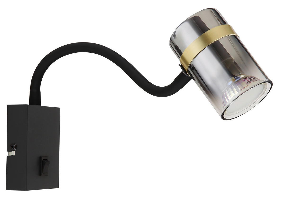 WANDLEUCHTE 7/29,5/40,5 cm   - Messingfarben/Schwarz, Design, Glas/Kunststoff (7/29,5/40,5cm) - Globo