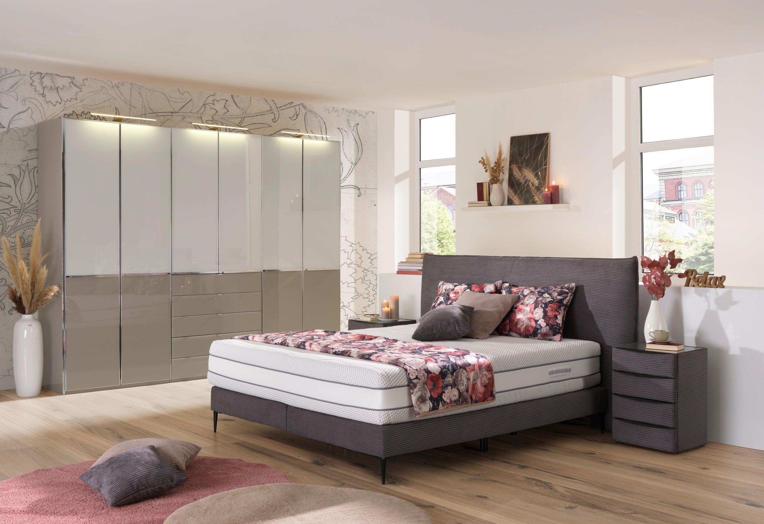 BOXSPRINGBETT 160/200 cm  in Anthrazit  - Anthrazit/Schwarz, Design, Textil/Metall (160/200cm) - Beldomo - Sleep