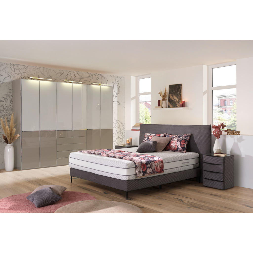 Thumbnail - Beldomo - Sleep Boxspringbett, Anthrazit, Textil, H3, 7-Zonen, Höhe ca. 30 cm, 160x200 cm, Goldenes M, Made in EU, Matra...