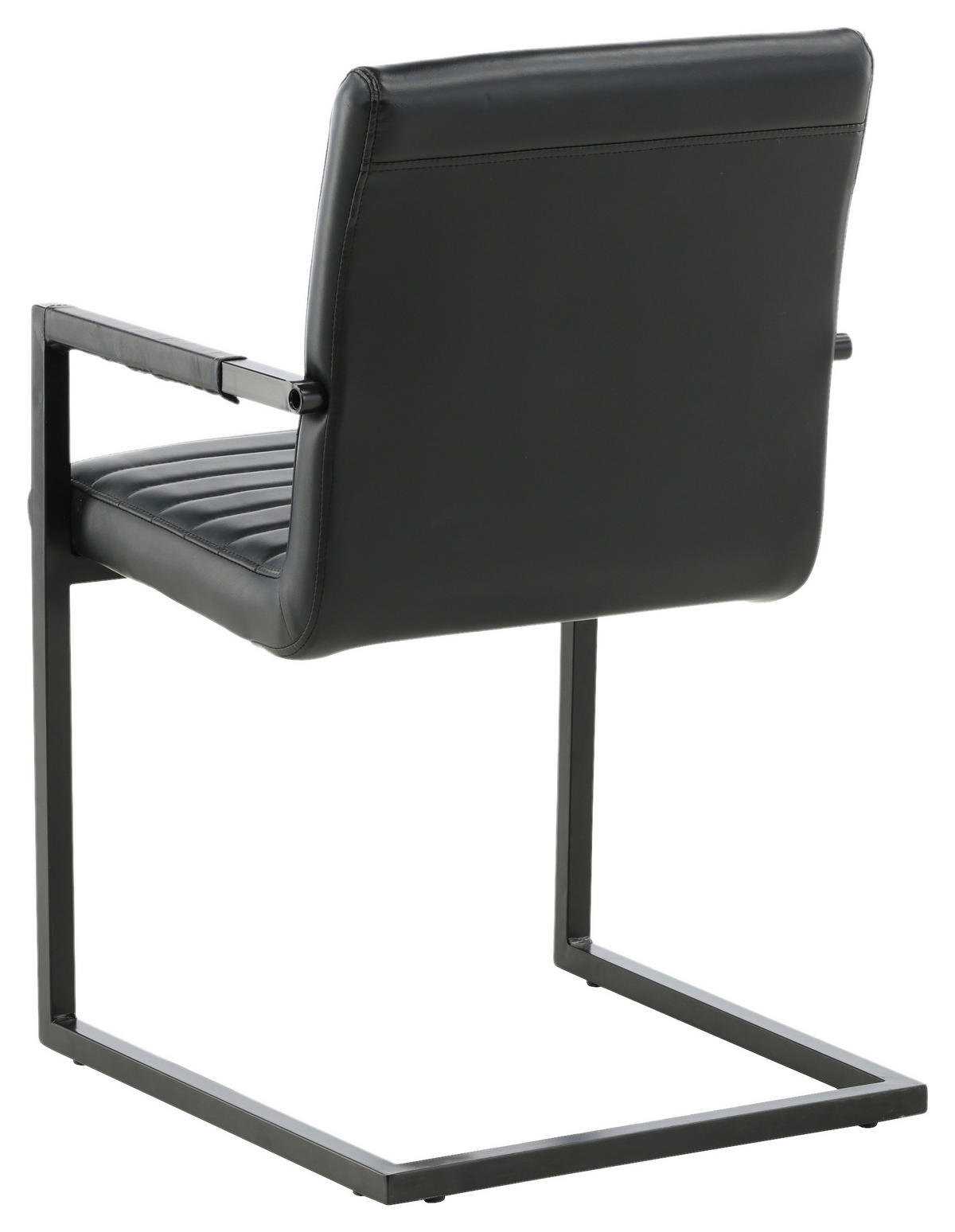 ARMLEHNSTUHL-SET 2 Stück  in Stahl Lederlook (vegan)  - Schwarz, Design, Textil/Metall (54/88/63cm) - Livetastic