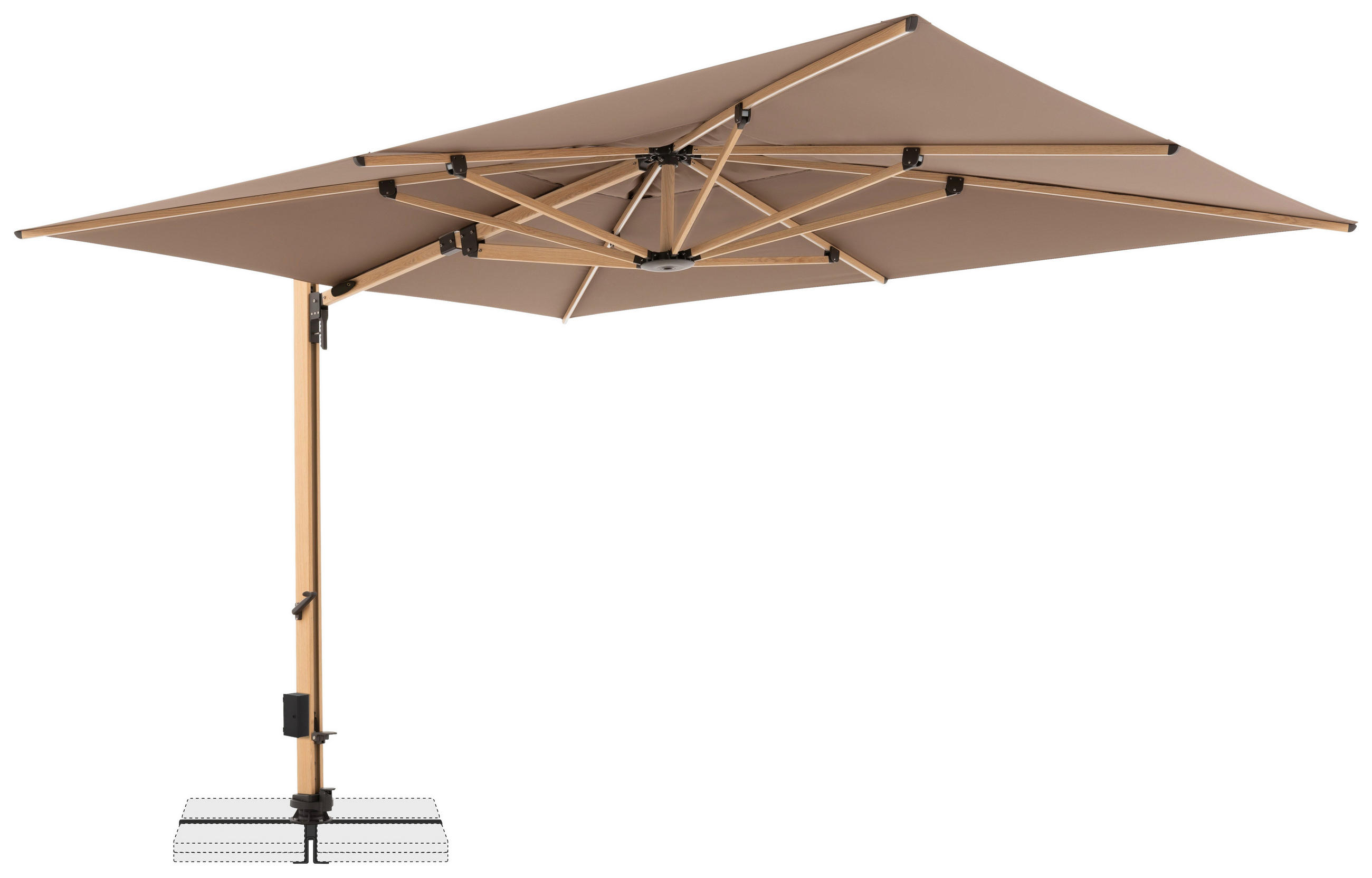 AMPELSCHIRM 400x300 cm Greige  - Greige/Eichefarben, Basics, Textil/Metall (400/300cm) - Doppler