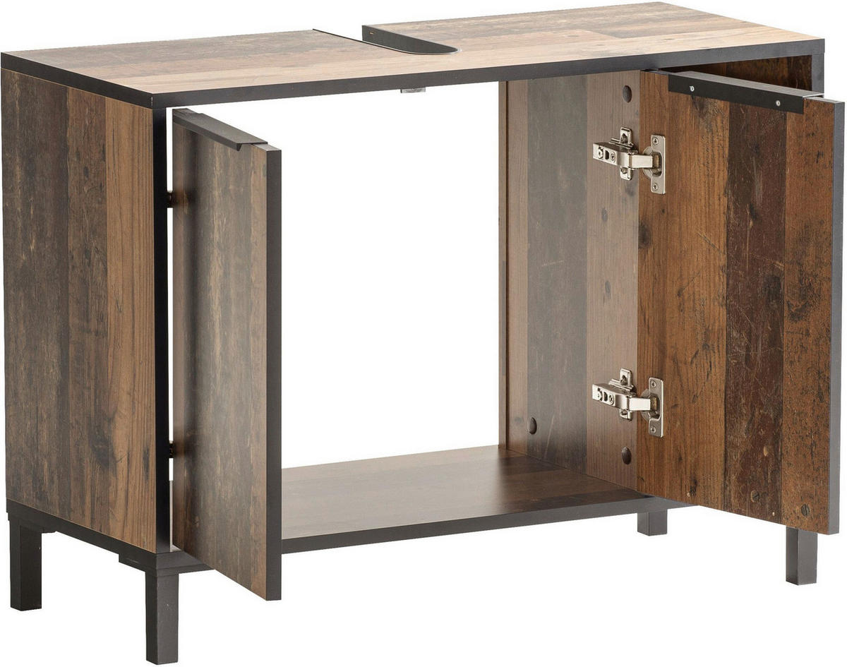 WASCHBECKENUNTERSCHRANK 80/49,3/33 cm  - Schwarz/Braun, KONVENTIONELL, Holzwerkstoff/Kunststoff (80/49,3/33cm) - Stylife