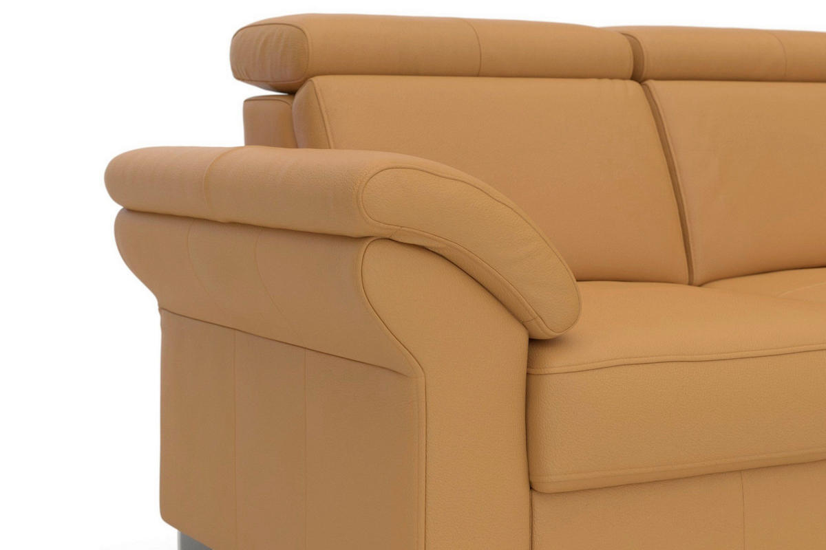 2-SITZER-SOFA ARNGAST E Currygelb Echtleder  - Chromfarben/Currygelb, Basics, Leder/Textil (156/84/93cm) - Sit & More