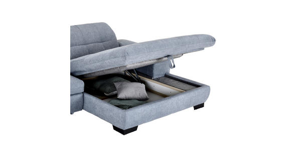 ECKSOFA  in Webstoff Blaugrau Rücken echt, Kopfteilverstellung  265/180 cm  - Blaugrau/Schwarz, Design, Textil/Metall (265/180cm) - Carryhome