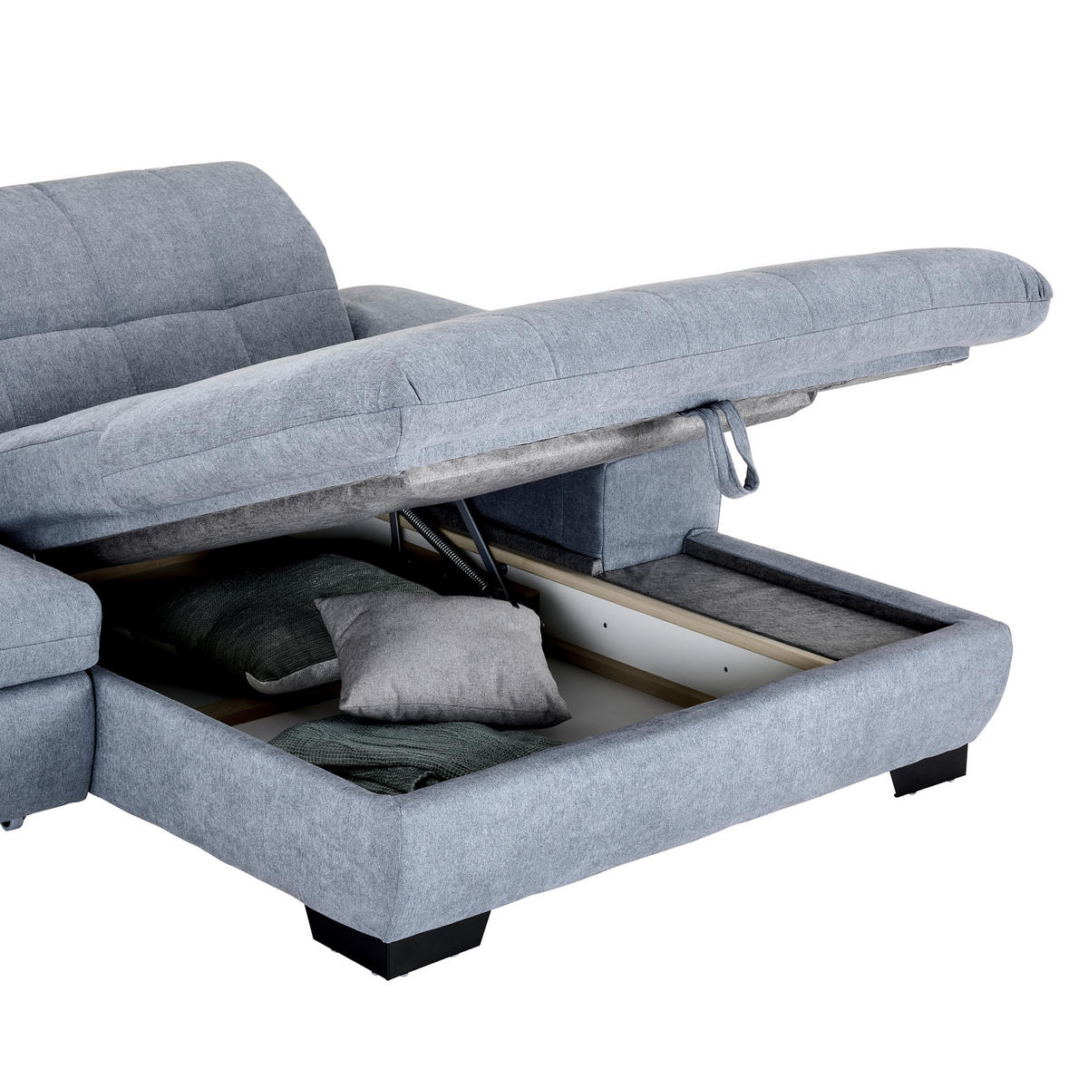 ECKSOFA in Webstoff Blaugrau  - Blaugrau/Schwarz, Design, Textil/Metall (265/180cm) - Carryhome