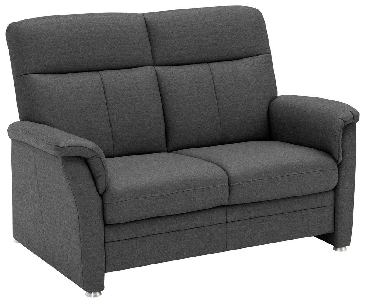 2-SITZER-SOFA Flachgewebe Dunkelgrau  - Dunkelgrau/Alufarben, Konventionell, Textil/Metall (142/100/89cm) - Beldomo Comfort