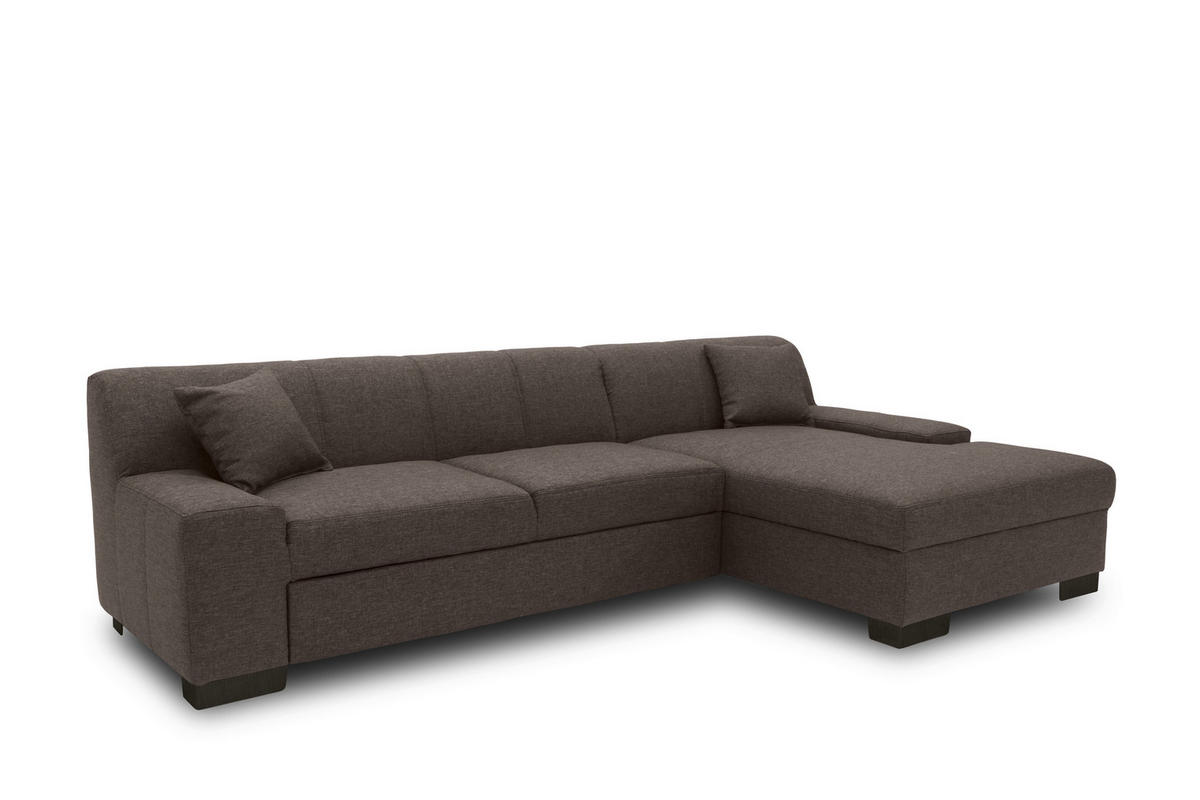 ECKSOFA Grau Webstoff  - Wengefarben/Grau, Design, Holz/Textil (268/153cm) - MID.YOU