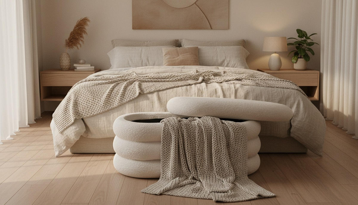 TRUHENBANK in Holz, Textil 120/42/42 cm  - Weiß, LIFESTYLE, Holz/Textil (120/42/42cm) - Xora