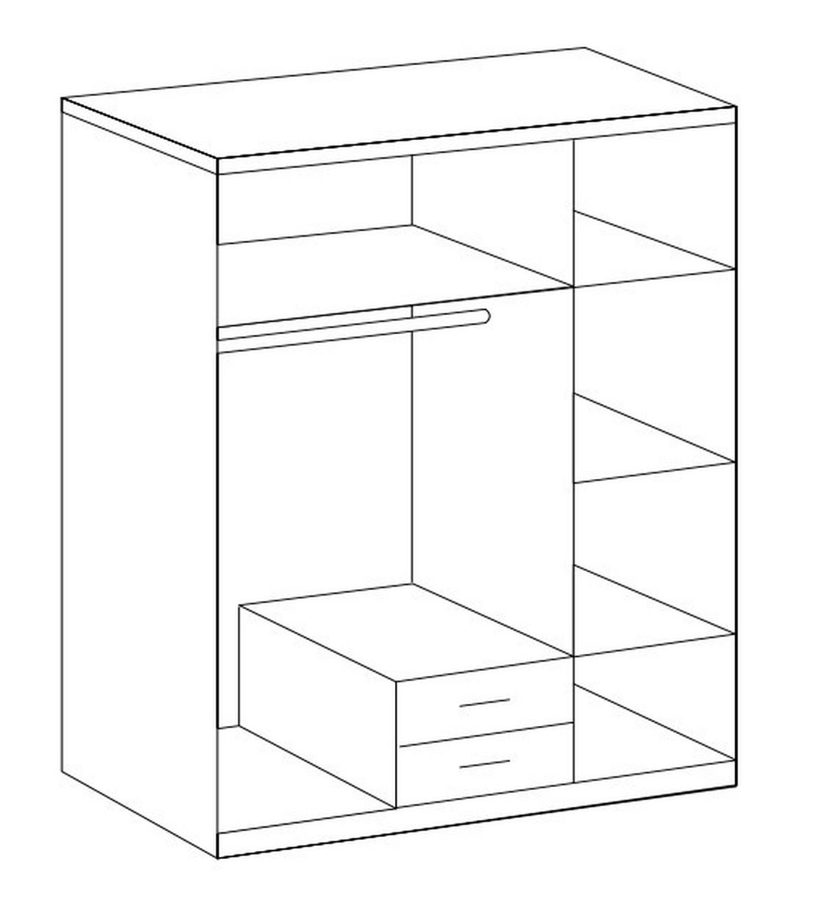 DREHTÜRENSCHRANK in Weiss, Eiche Artisan  - Weiss/Schwarz, Modern, Glas/Holzwerkstoff (135/199/58cm) - Boxxx