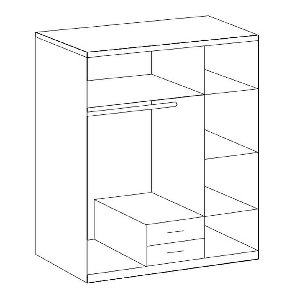 Thumbnail - Boxxx Drehtürenschrank, Weiß, Eiche Artisan, Kunststoff, 4 Fächer, 2 Schubladen, 135x199x58 cm, BQ - Bündnis für Qualitä...