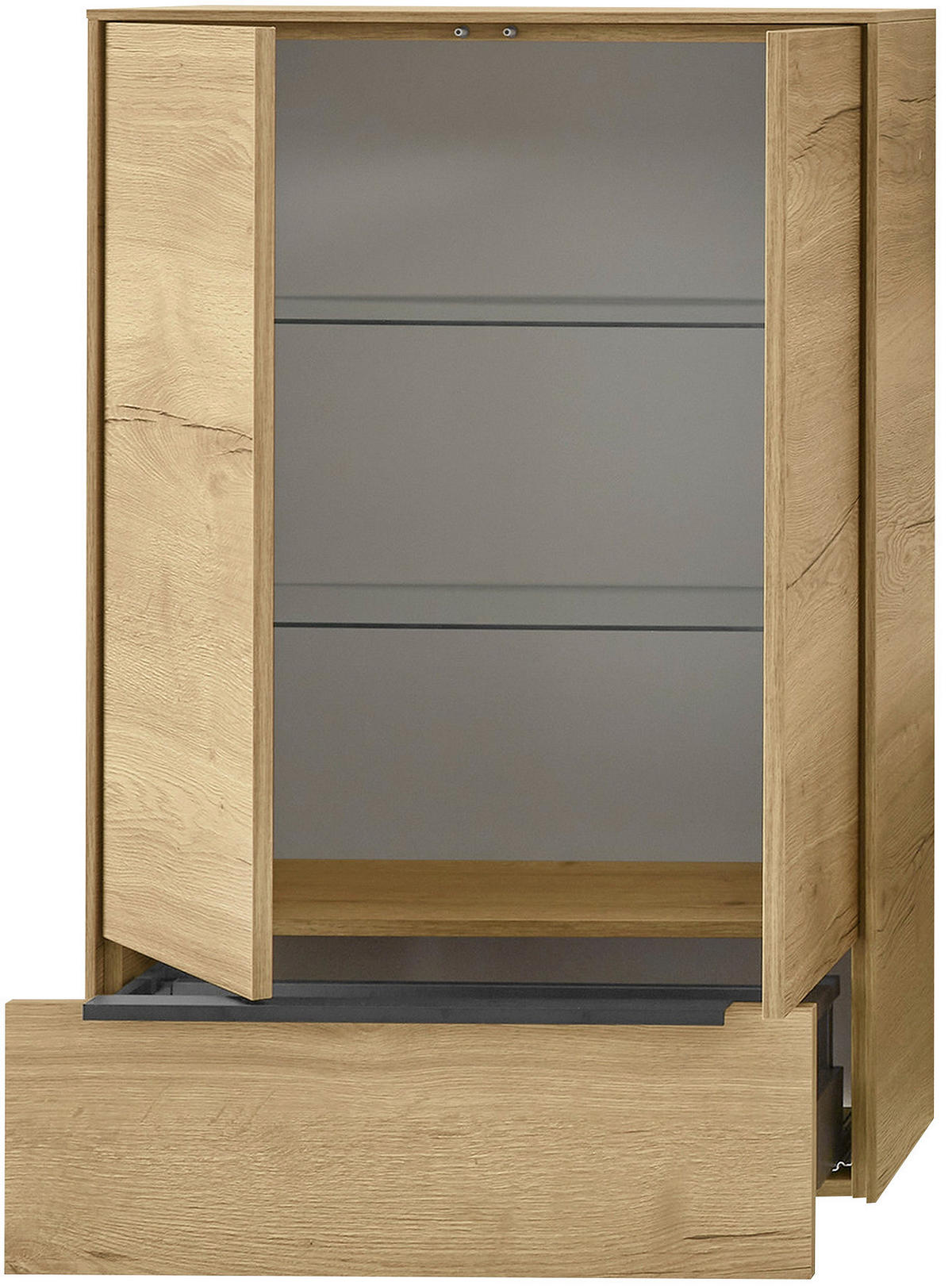 MIDISCHRANK 72/109/33 cm  - Eichefarben/Schwarz, Design, Glas/Holzwerkstoff (72/109/33cm) - Musterring