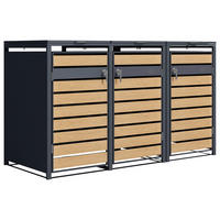 MÜLLTONNENBOX - Anthrazit/Braun, KONVENTIONELL, Metall (80/116/200cm) - Ambia Garden