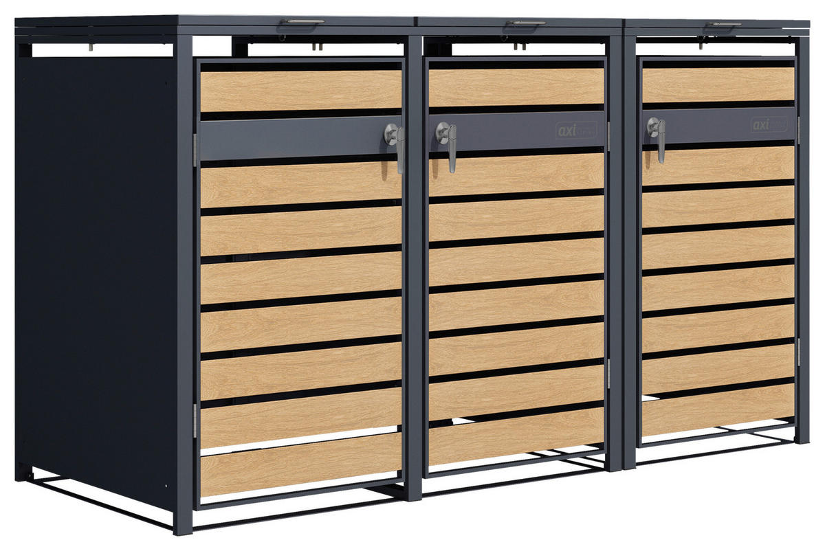 MÜLLTONNENBOX - Anthrazit/Braun, KONVENTIONELL, Metall (80/116/200cm) - Ambia Garden