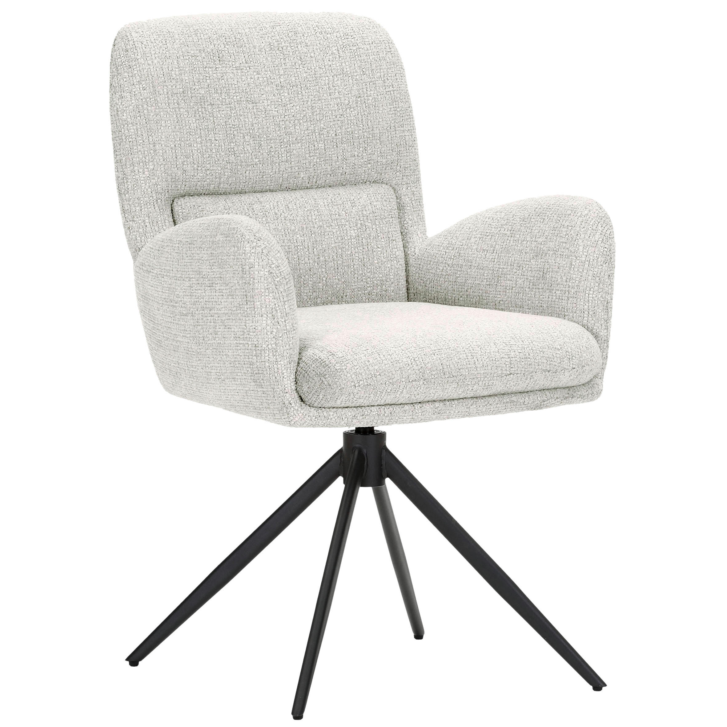 ARMLEHNSTUHL  Wippfunktion, Sitzfläche 360° drehbar, automatische Rückholfunktion Webstoff  Creme, Schwarz  - Creme/Schwarz, MODERN, Textil/Metall (63/91/65cm) - Hom`in