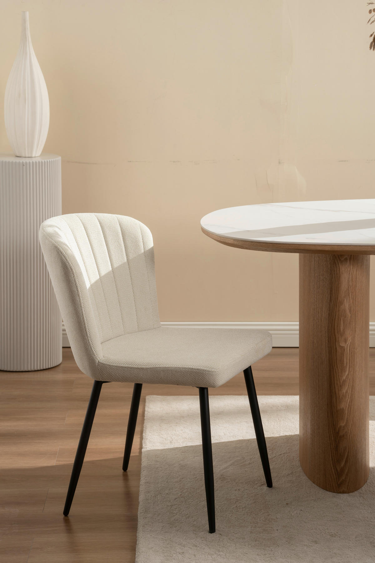 VIERFUßSTUHL - Beige/Schwarz, KONVENTIONELL, Holz/Textil (52/82/60cm) - P & B