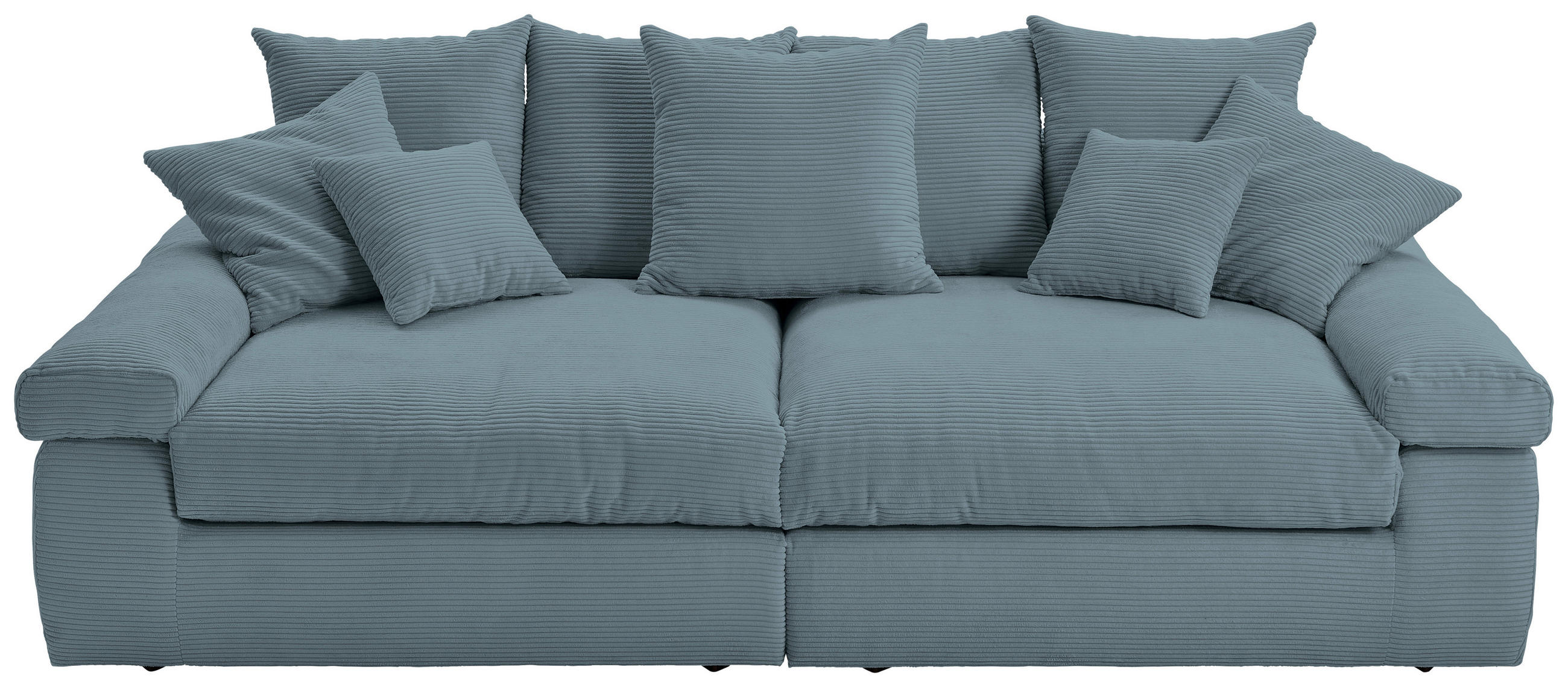 BIGSOFA in Cord Blaugrau  - Blaugrau/Schwarz, Design, Kunststoff/Textil (260/90/140cm) - Ambia Home