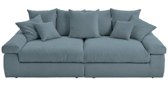BIGSOFA  in Cord Blaugrau  - Blaugrau/Schwarz, Design, Kunststoff/Textil (260/90/140cm) - Ambia Home