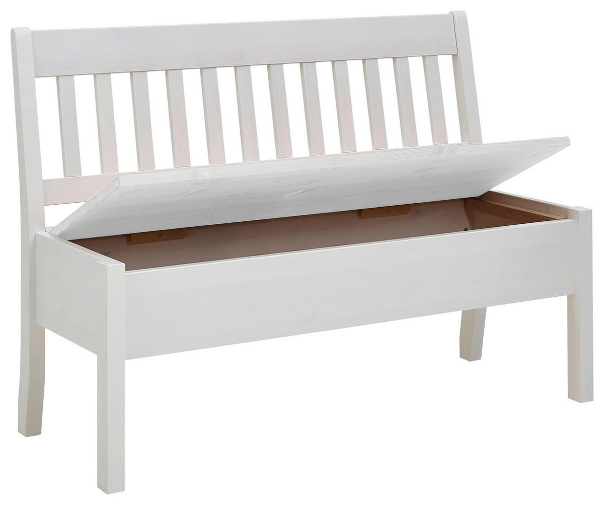 SITZBANK 130/93/58 cm Weiß Kiefer massiv  - Weiß, ROMANTIK / LANDHAUS, Holz (130/93/58cm) - Boxxx