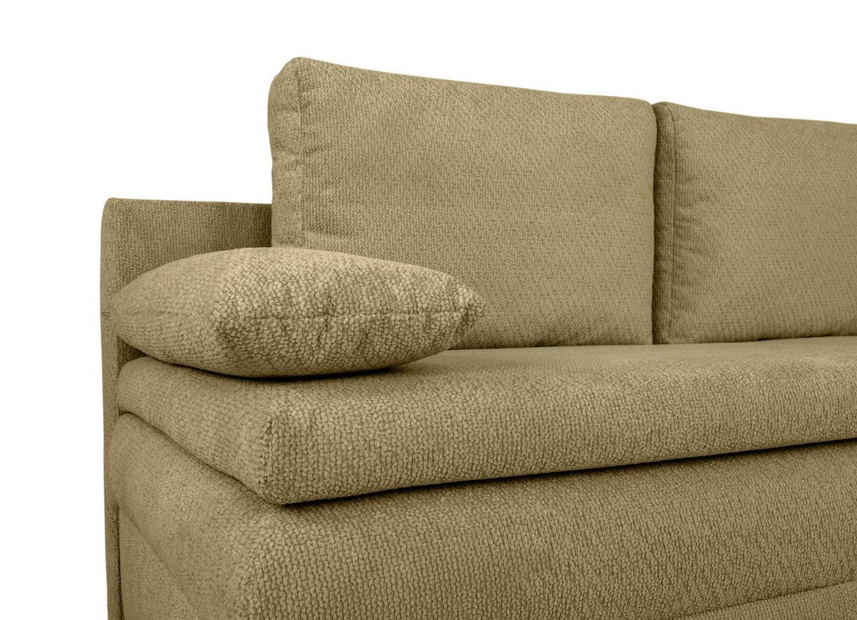 SCHLAFSOFA  mit Liegefunktion, Schlafen auf Sitzhöhe, Rücken echt Struktur Olivgrün  - Schwarz/Olivgrün, KONVENTIONELL, Kunststoff/Textil (195/93/83cm) - Carryhome