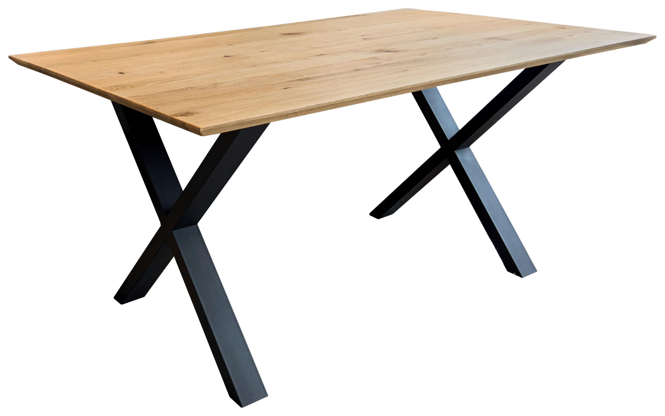 ESSTISCH Eiche massiv rechteckig Schwarz, Eichefarben  - Eichefarben/Schwarz, LIFESTYLE, Holz/Metall (180/90/75cm) - Linea Natura