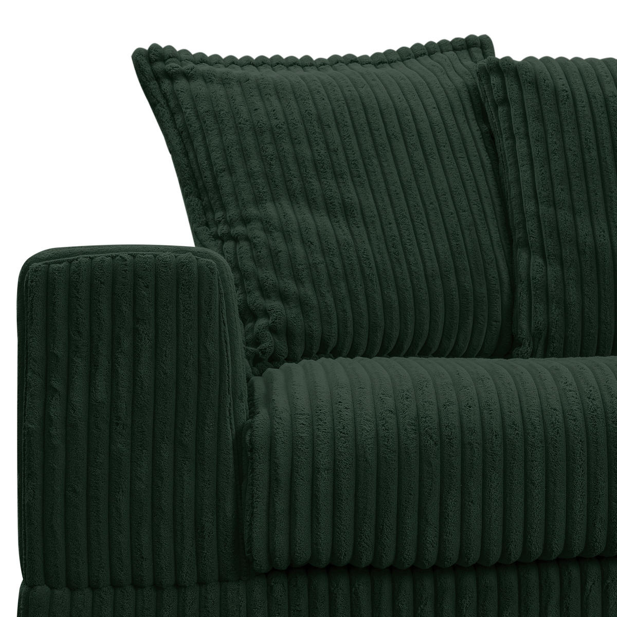 ECKSOFA in Cord Dunkelgrün  195/285 cm  - Dunkelgrün/Schwarz, Design, Kunststoff/Textil (195/285cm) - MID.YOU
