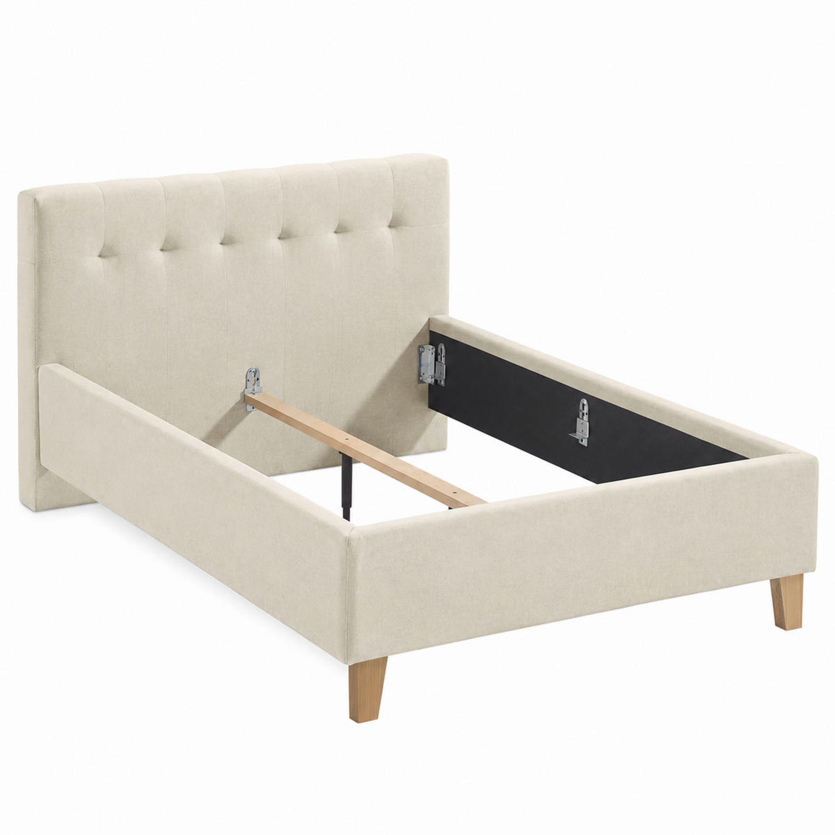 POLSTERBETT 140/200 cm,  in Creme,  - Eichefarben/Creme, MODERN, Holz/Textil (140/200cm) - MID.YOU