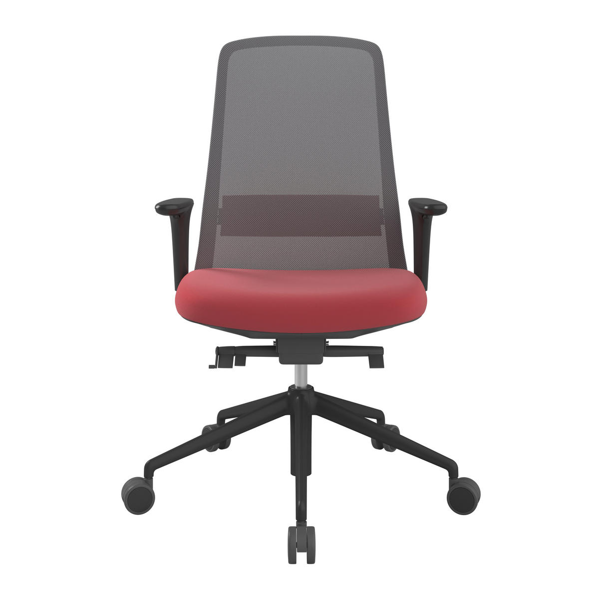 DREHSTUHL Grau, Rot, Schwarz  - Rot/Schwarz, MODERN, Leder/Kunststoff (70/103-115/70cm)