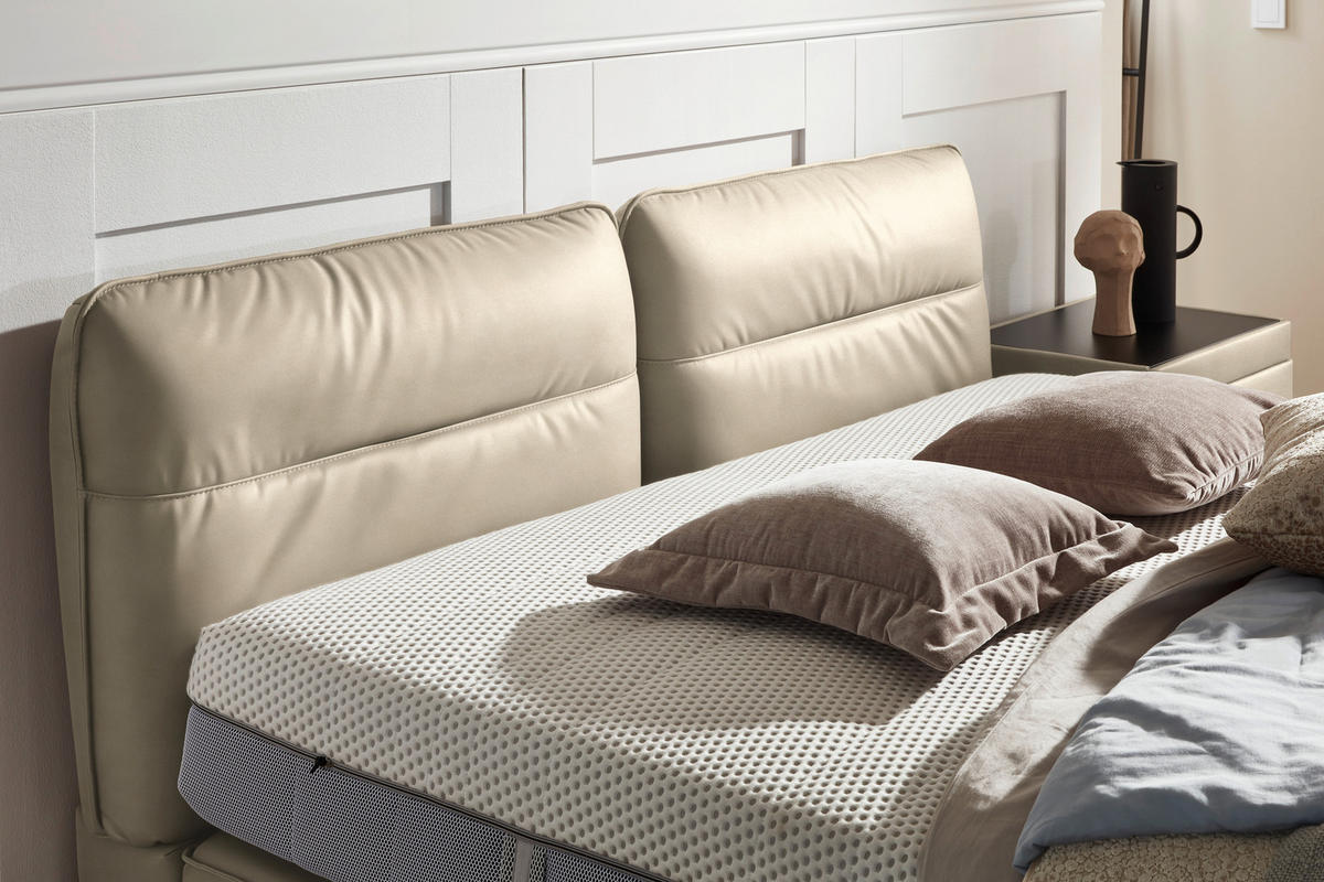 BOXSPRINGBETT 180/200 cm  in Beige  - Beige/Schwarz, Design, Textil/Metall (180/200cm) - Johann Jakob