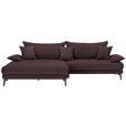 ECKSOFA in Flachgewebe Dunkelbraun  - Dunkelbraun/Schwarz, MODERN, Textil/Metall (173/297cm) - Carryhome