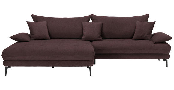 ECKSOFA in Flachgewebe Dunkelbraun  - Dunkelbraun/Schwarz, MODERN, Textil/Metall (173/297cm) - Carryhome