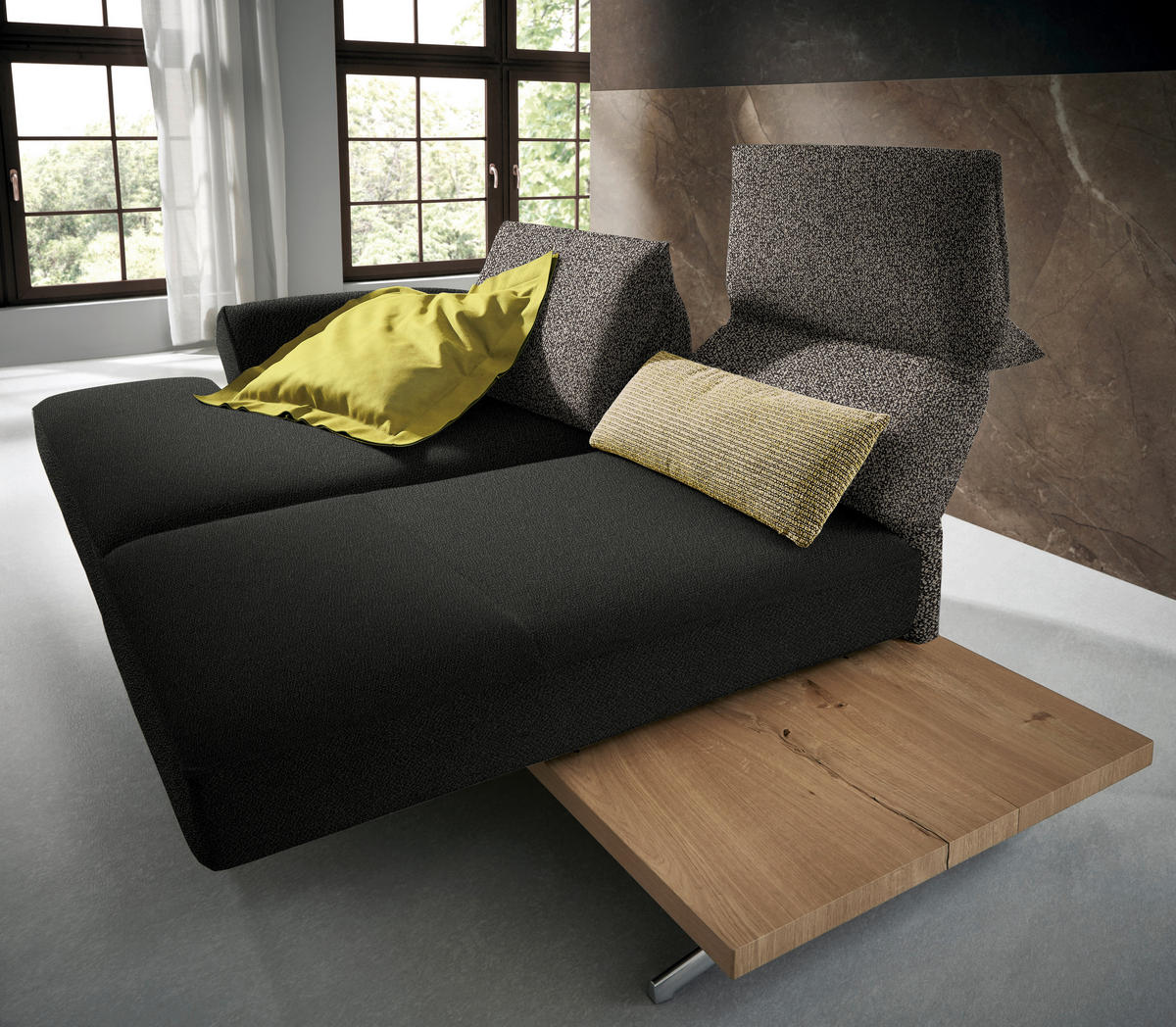 ECKSOFA in Flachgewebe Dunkelgrün  132/240 cm  - Chromfarben/Dunkelgrün, Design, Holz/Textil (132/240cm) - Koinor