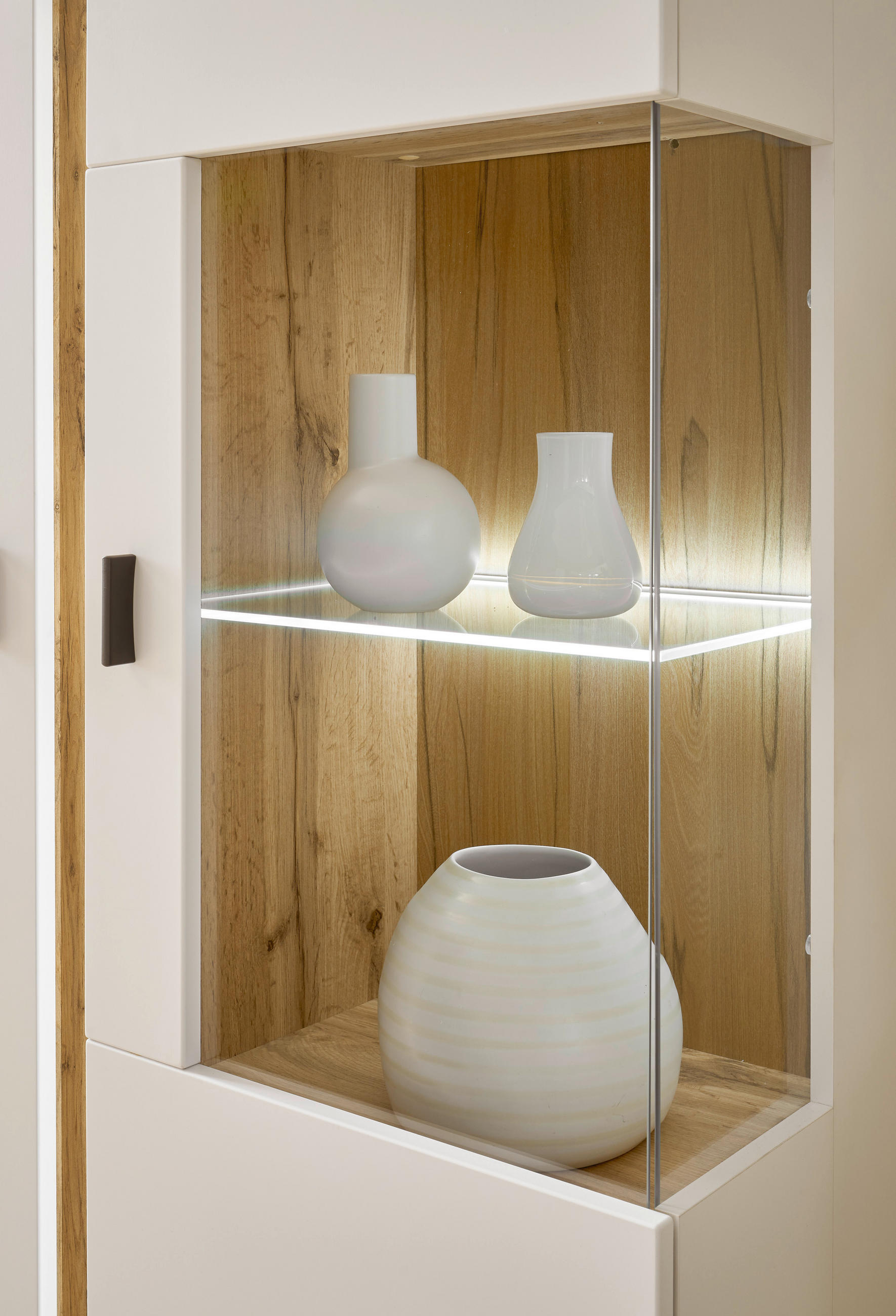 HIGHBOARD  in 80/125/35 cm  - Silberfarben/Eiche Wotan, Design, Glas/Holzwerkstoff (80/125/35cm) - MID.YOU
