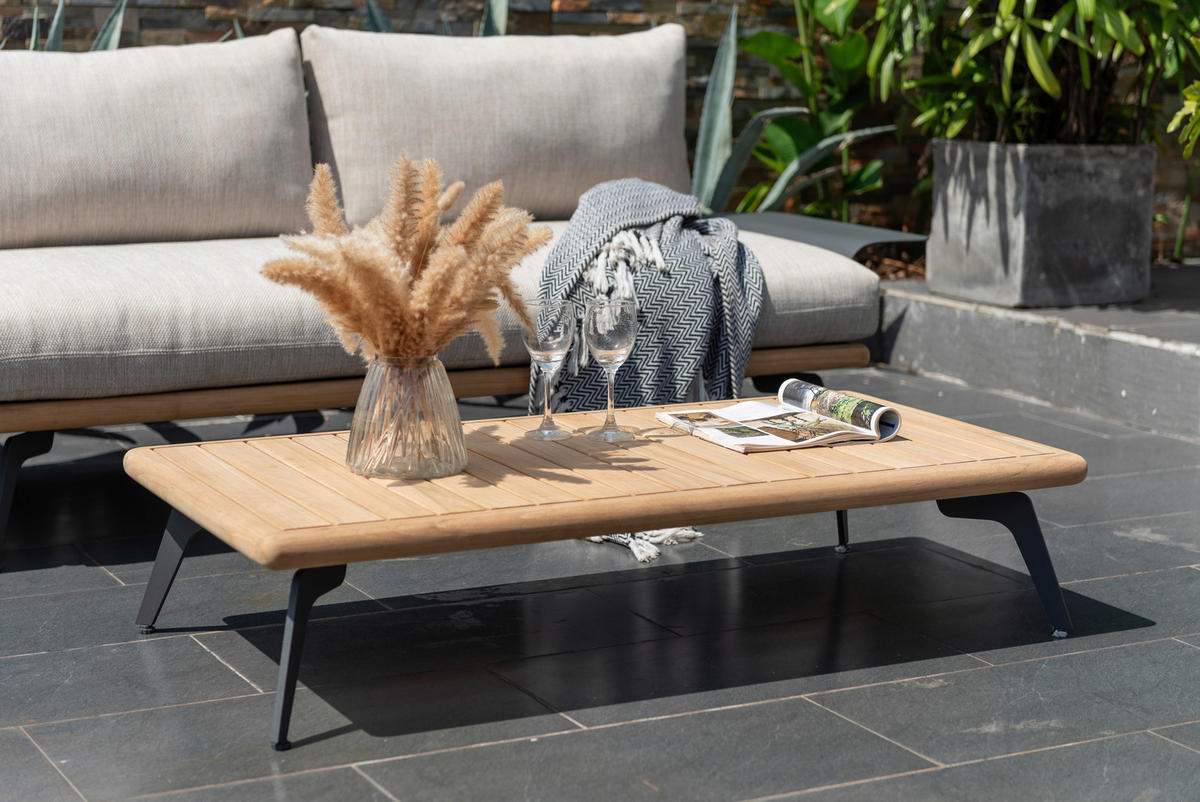 LOUNGEGARNITUR 150/280 cm Aluminium, Stahl  - Greige/Dunkelgrau, Design, Textil/Metall (150/280cm) - Amatio